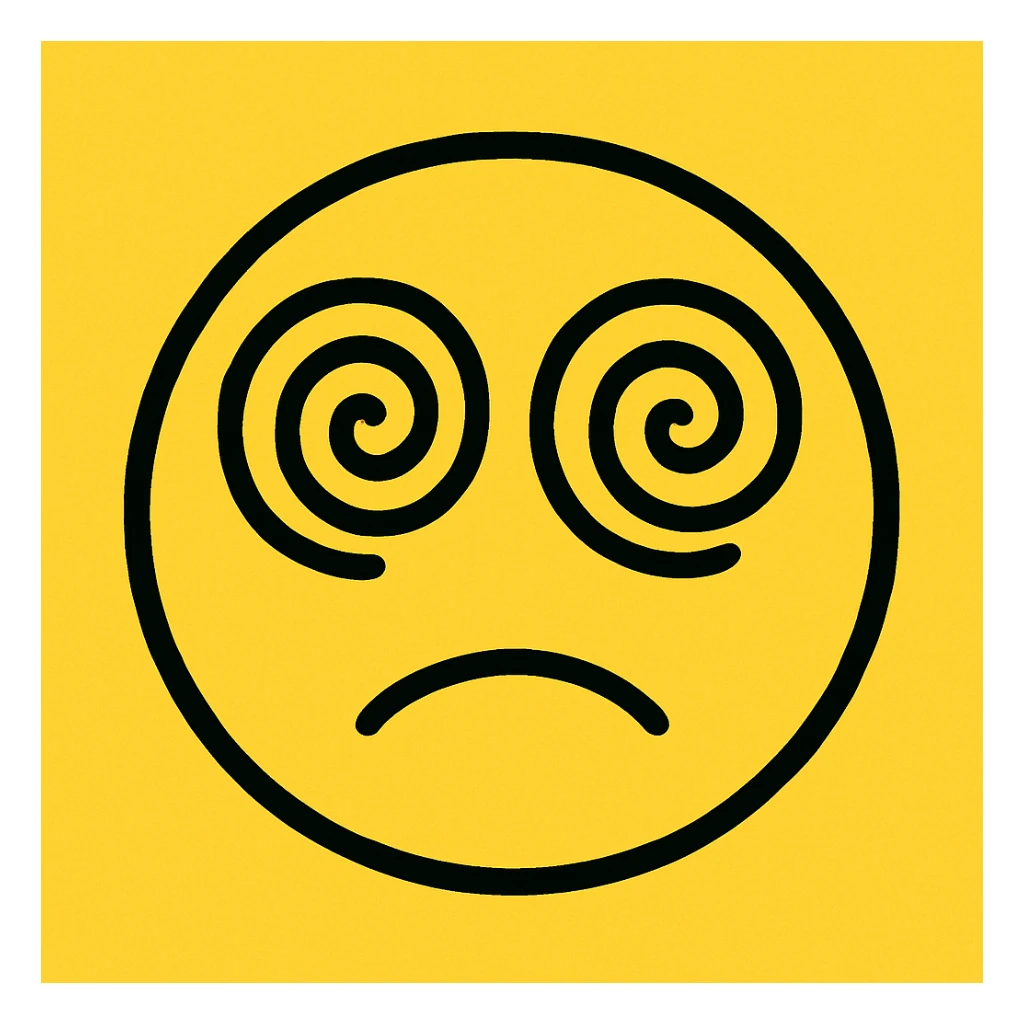 yellow face with spiral eyes sticker