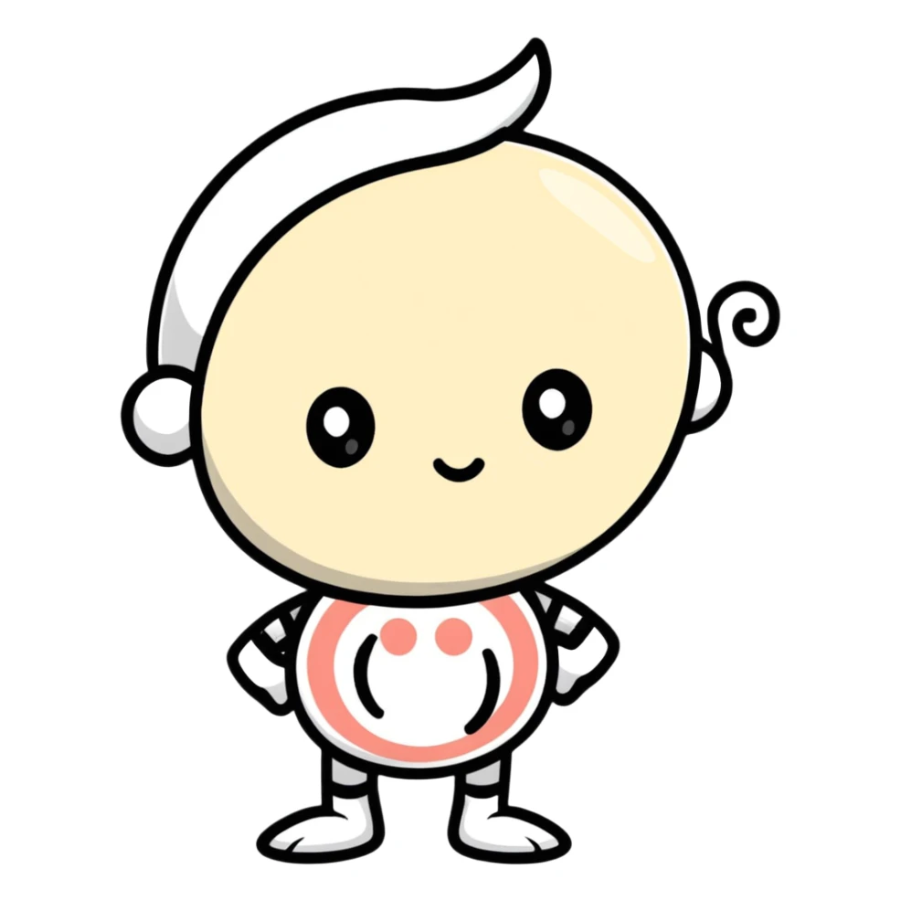 A cute character with a puzzled expression and swirly confused eyes sticker