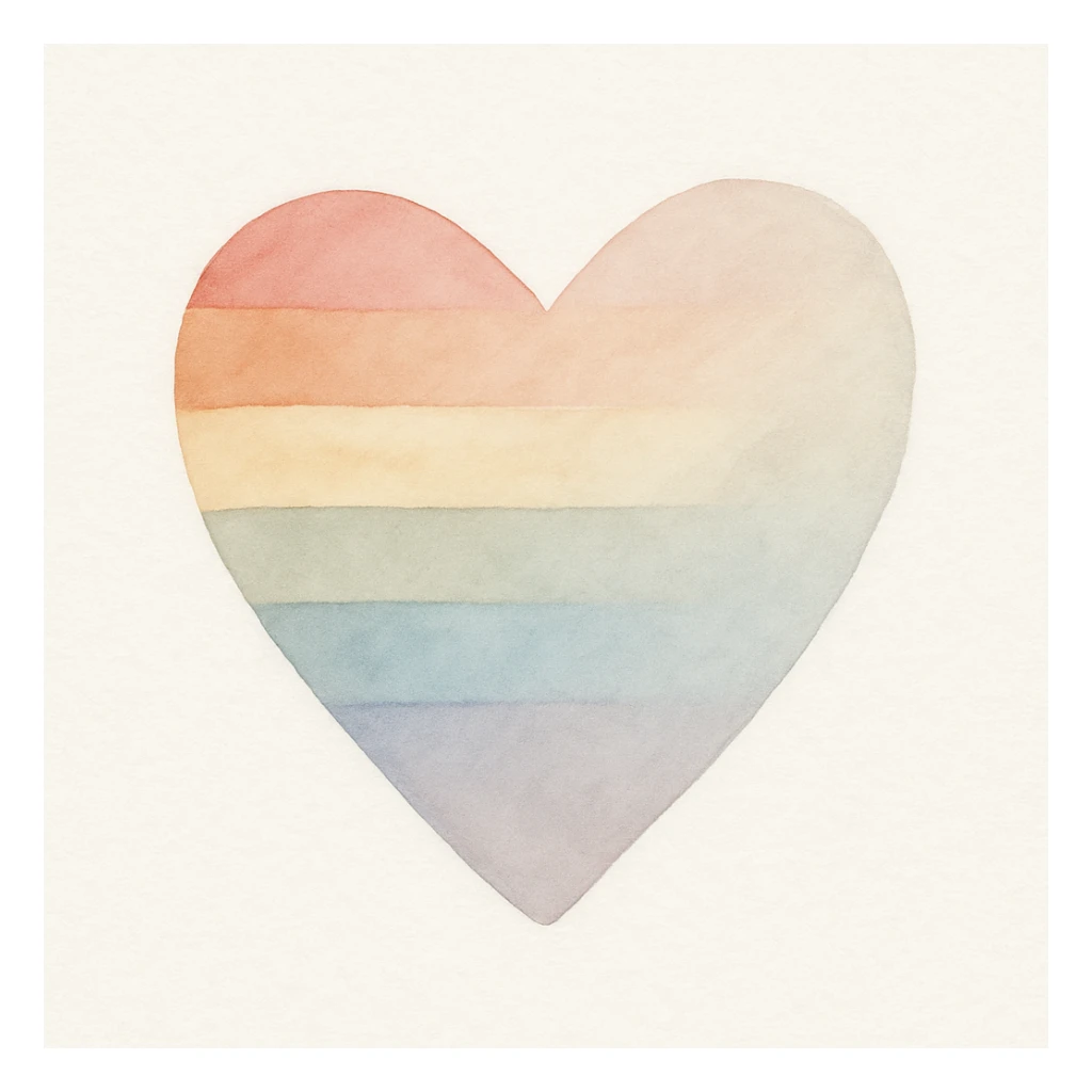 rainbow pride heart, watercolor art style, no text, pastel color palette sticker
