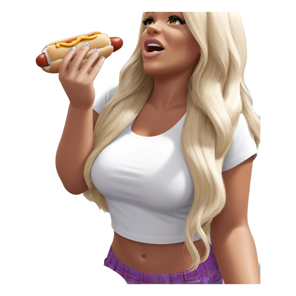 blonde girl enjoying hot dog sticker