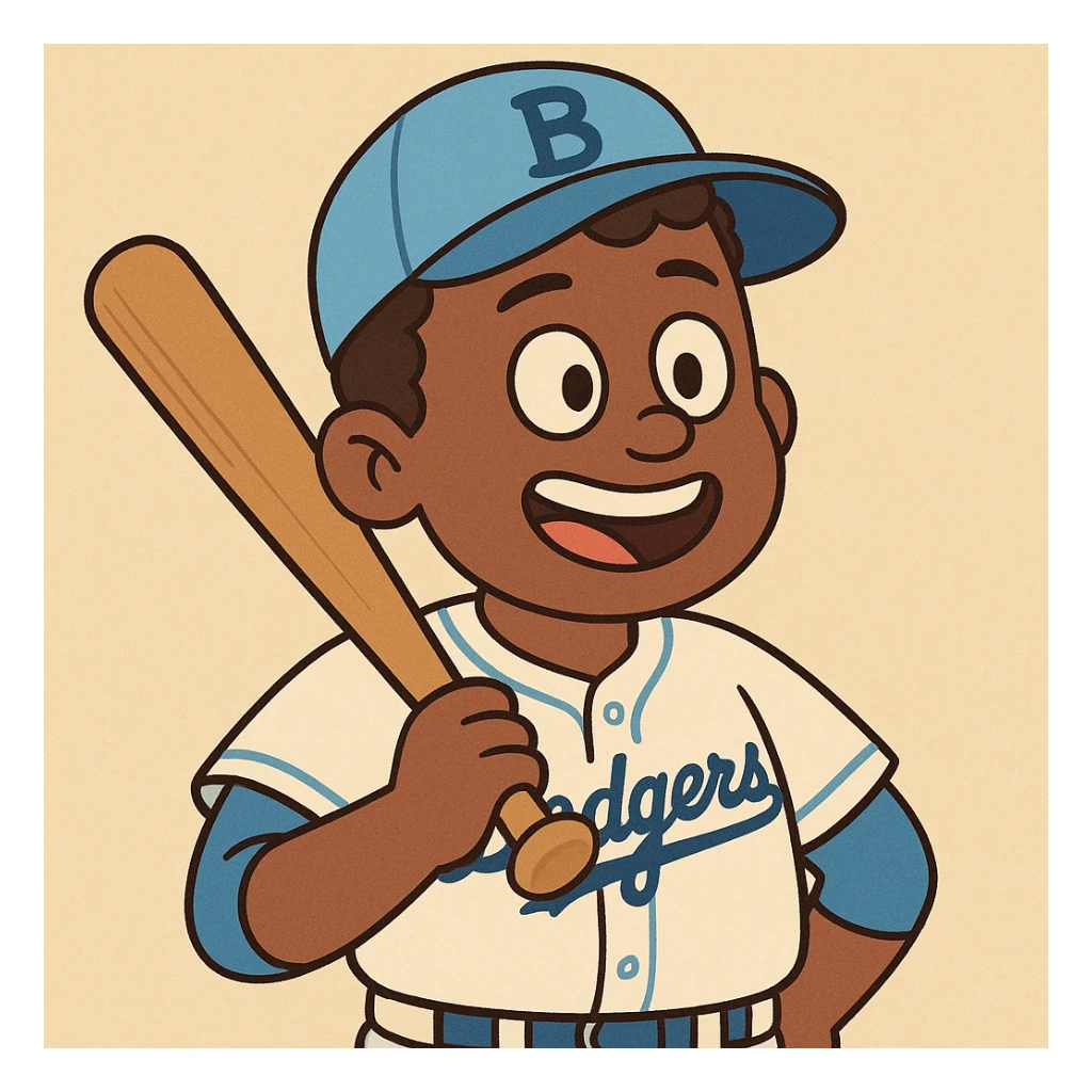 Light blue Little people pictures a boy Jackie Robinson Witam by 20 Label Sanches Vegas Mustined by Linzie Heater sticker