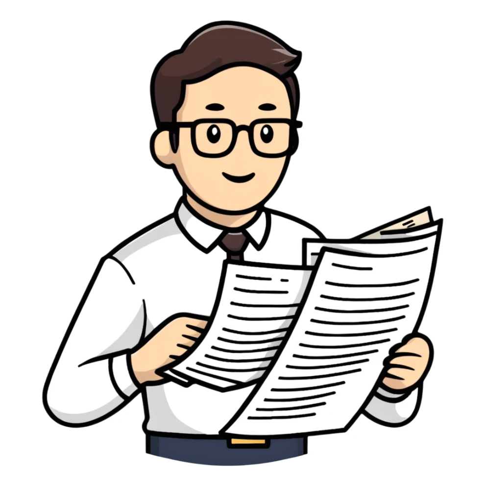 Manager employer reviewing documents with employees sticker