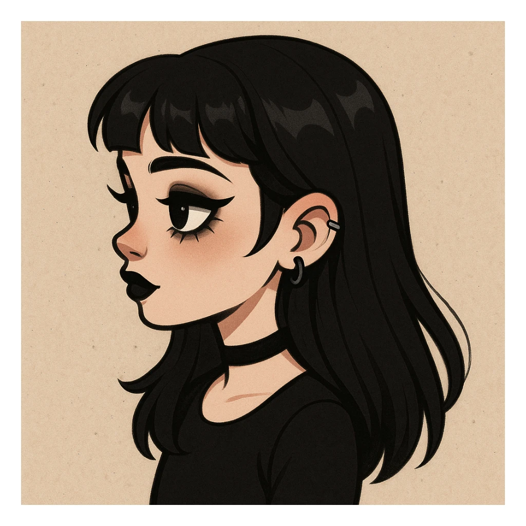 cute goth  profile girl art sticker