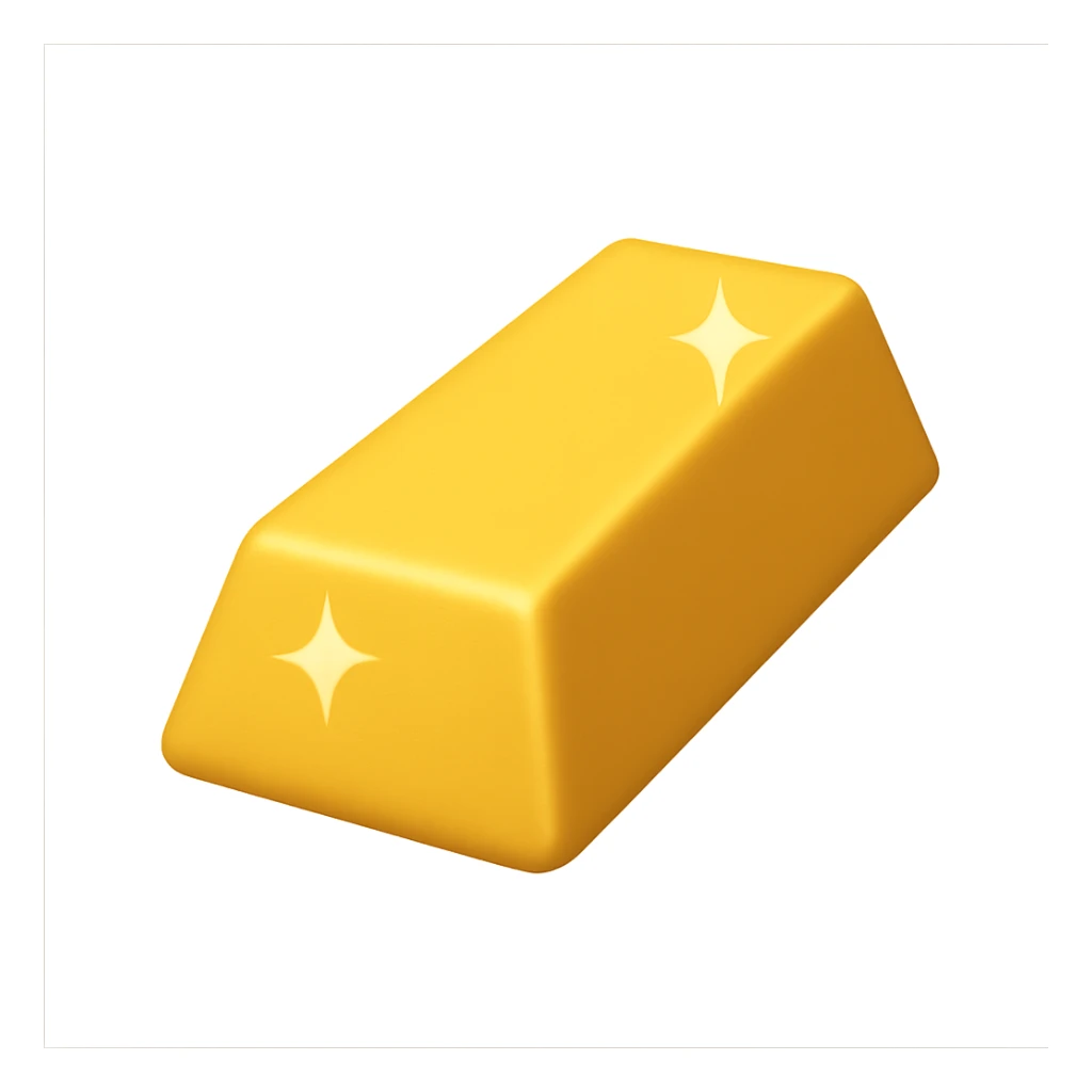 Слиток золота в стиле эпл емодзи на пнг фоне без фона (прозрачный фон) sticker