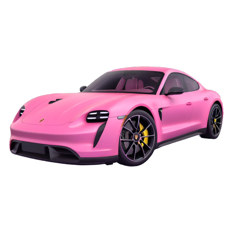 pink porsche taycan electric sports car sticker