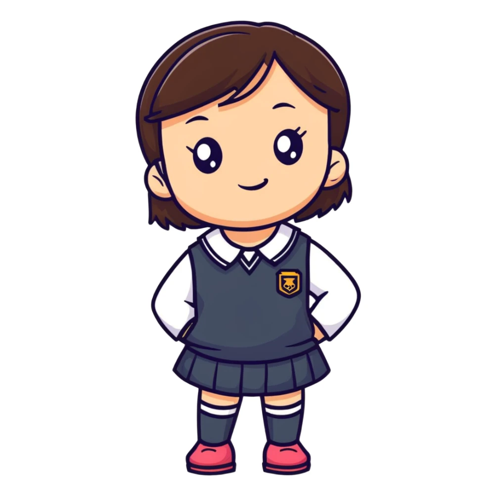 Young cute cool brunette girlie in a Monday at school  sticker