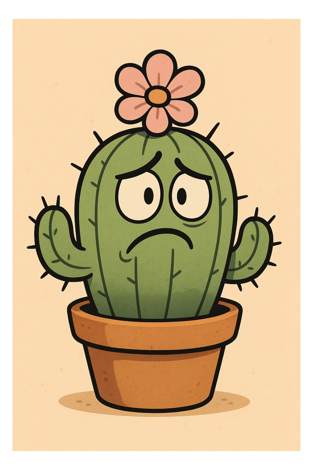 cartoon style cactus with a flower on top sticker
