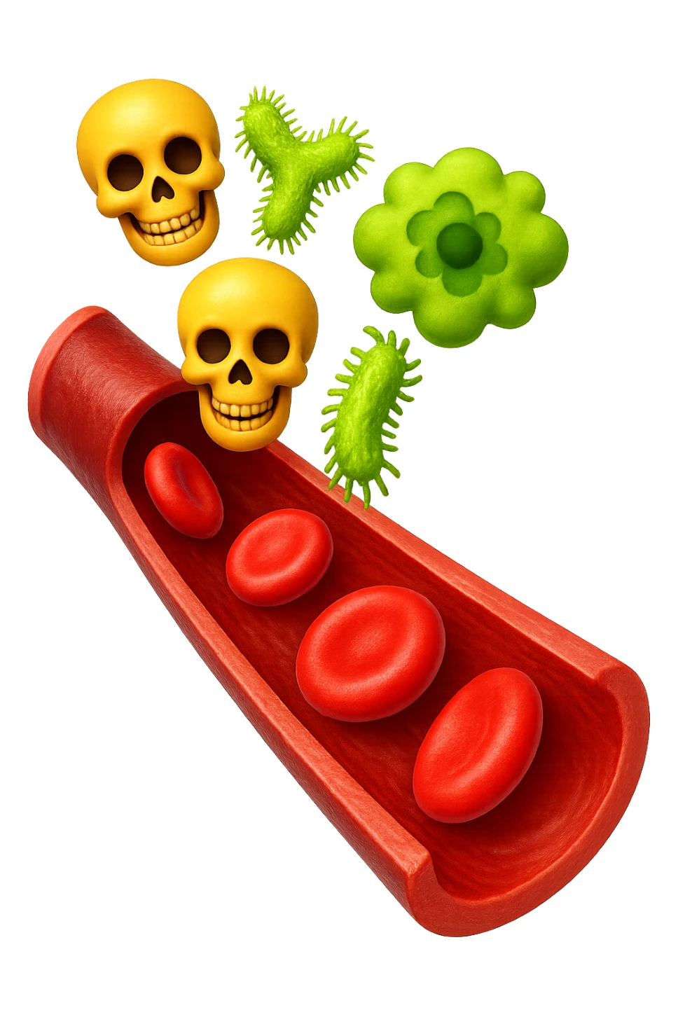 EMOJI STILE IPHONE 3D DI tossine e batteri che entrano in una vena umana E FALLO MOLTO REALISTICO IN 3D sticker