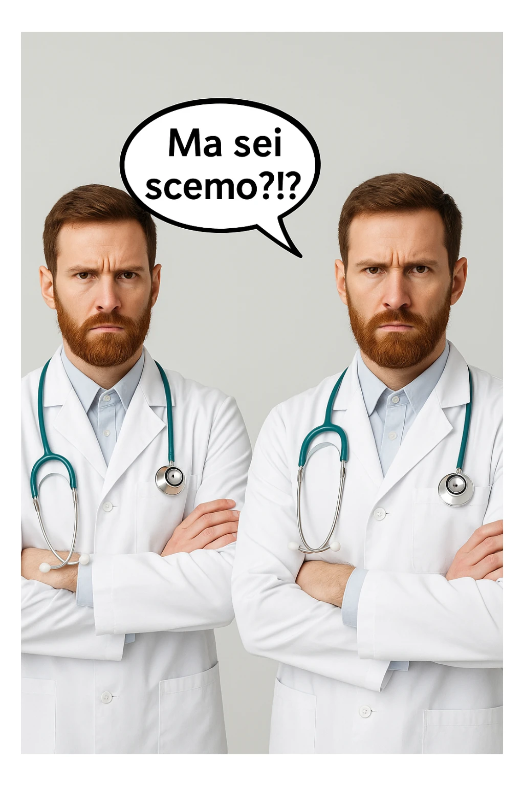 Dottore con la stessa faccia e camicie, dice "Ma sei scemo?!?" sticker