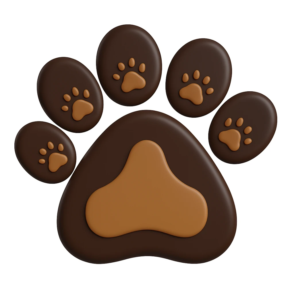 Make the paw print dark brown in microsoft style 3d fluent emojis sticker