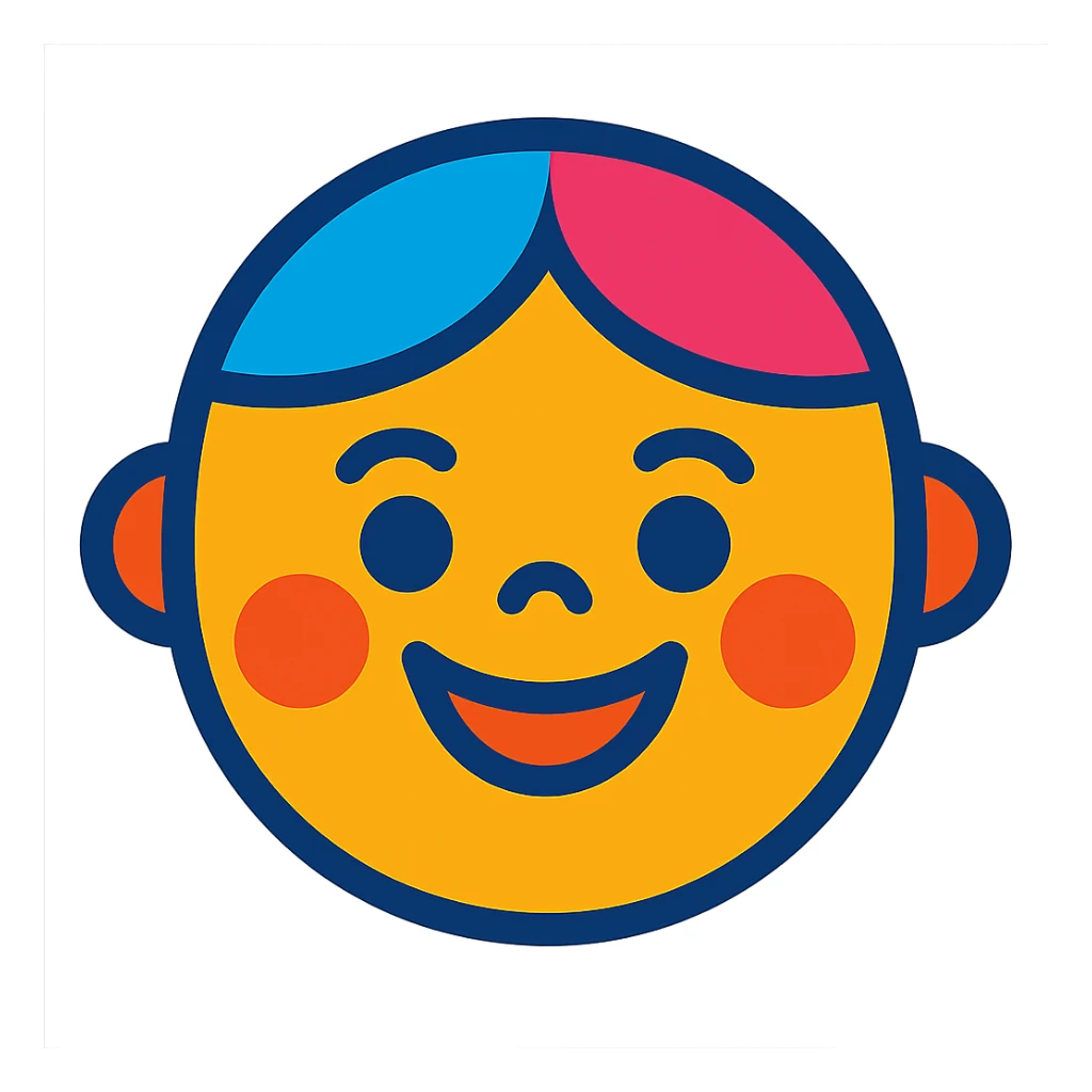 cheerful face, bright and happy expression, vibrant colors sticker