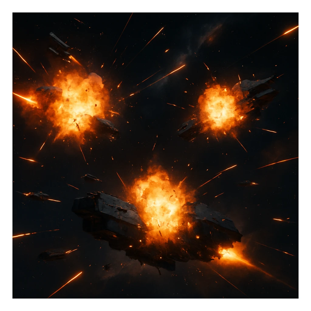 explostions of ships in a space battle sticker