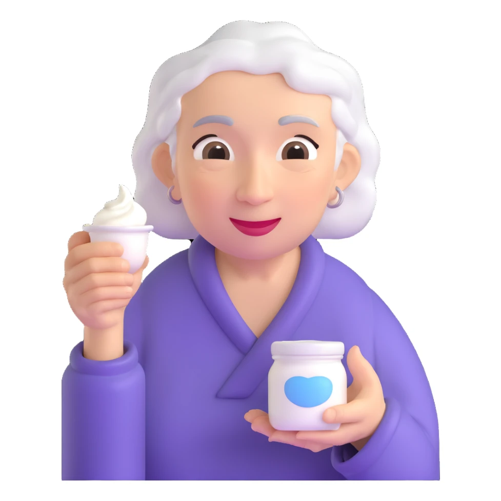 grandmother offering yogurt sticker