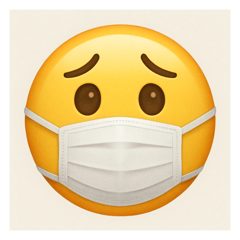 emoji with face with medical mask and worried eyes sticker