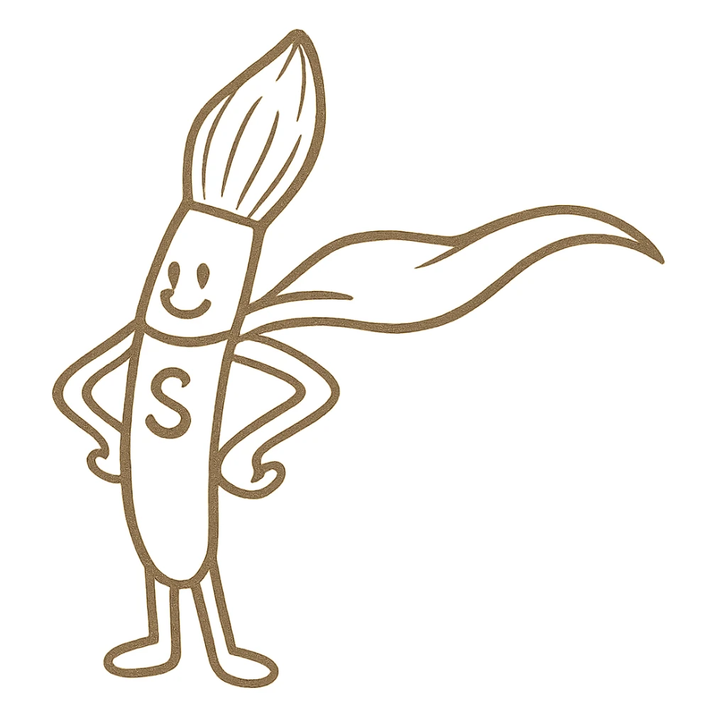 create a version of this character but as a paintbrush instead of a hotdog sticker