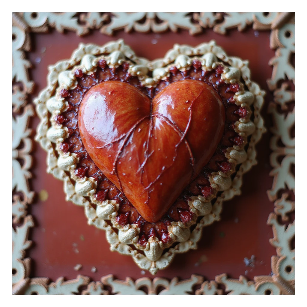 photorealistic high detail heart with lace border sticker