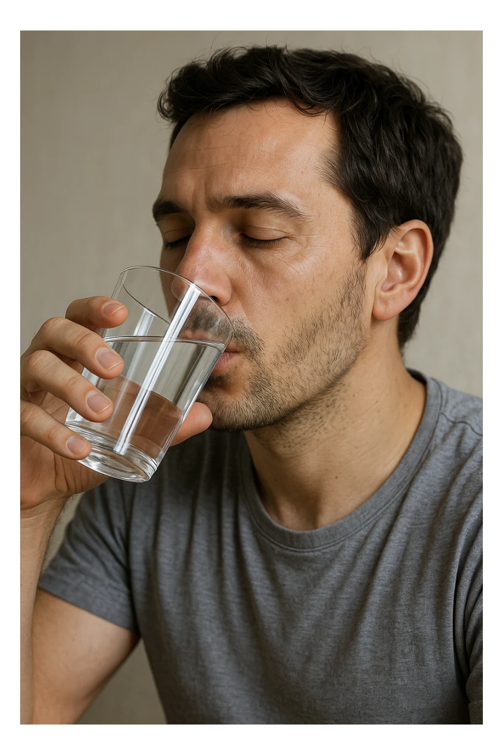 Uomo che beve acqua 300ml specifica sticker