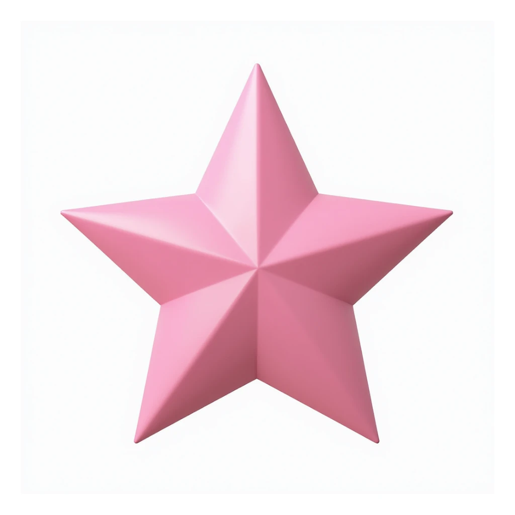 photorealistic pink star on white background sticker