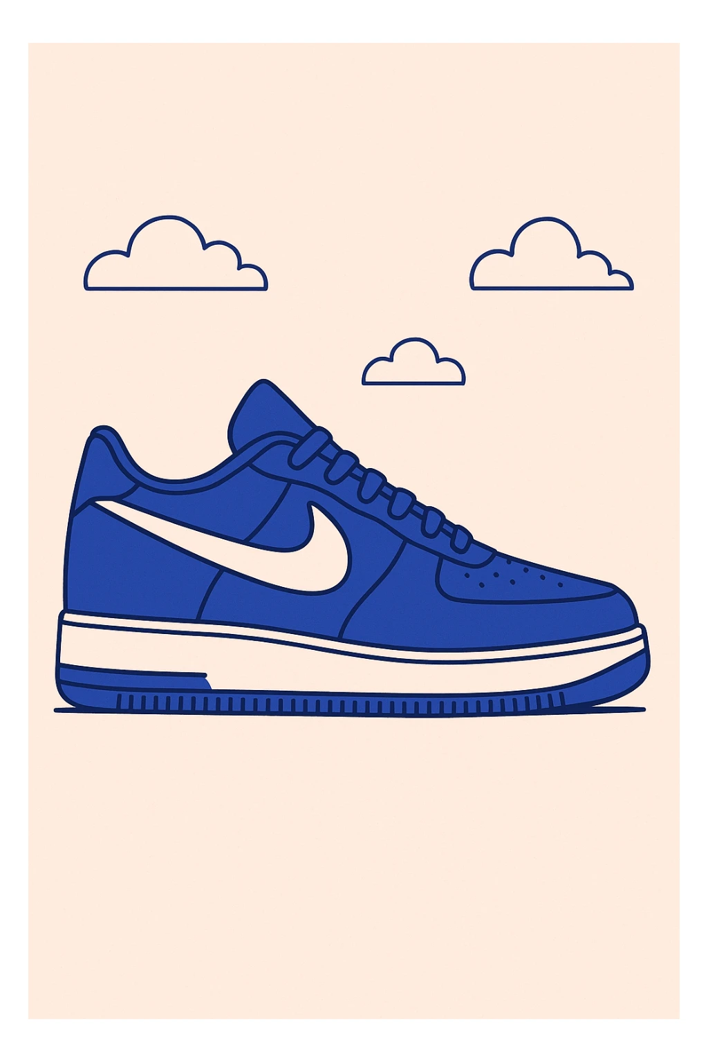 blue Nike sneaker, clean and modern, side view, minimal background sticker