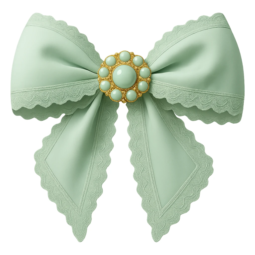 Make the gothic bow and accessories pastel green, keep lace and velvet details, photorealistic style, keep background transparent. sticker