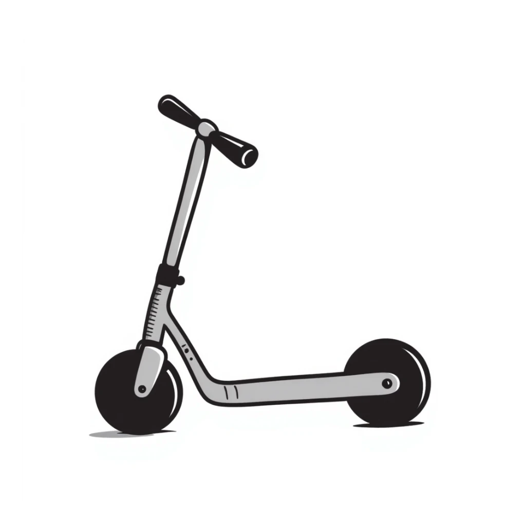 hand-drawn scooter with handlebar sticker
