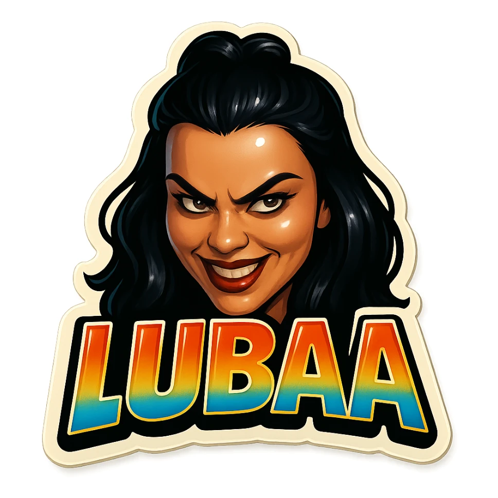 grin EVIL LOOk , Make it say "LUBAA"" sticker