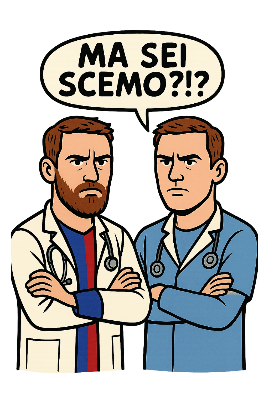 Dottore con la stessa faccia e camicie, dice "Ma sei scemo?!?" sticker