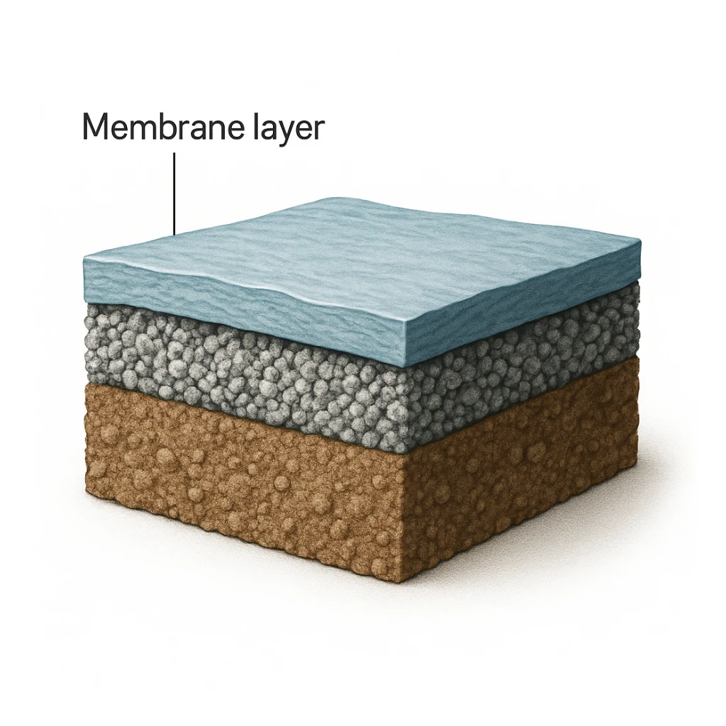realistischer aufbau einer membranschicht. querschnit mit weißem hintergrund sticker