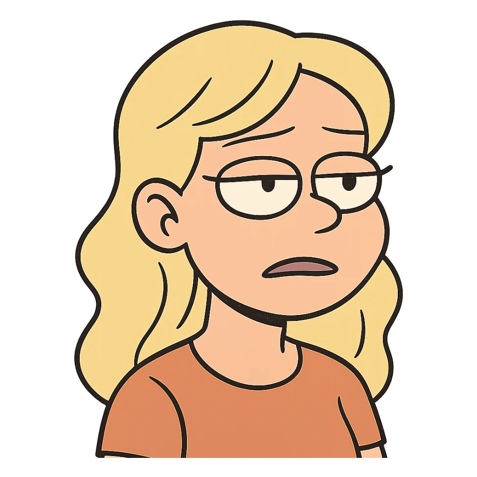 flat toon style blonde girl's face sticker