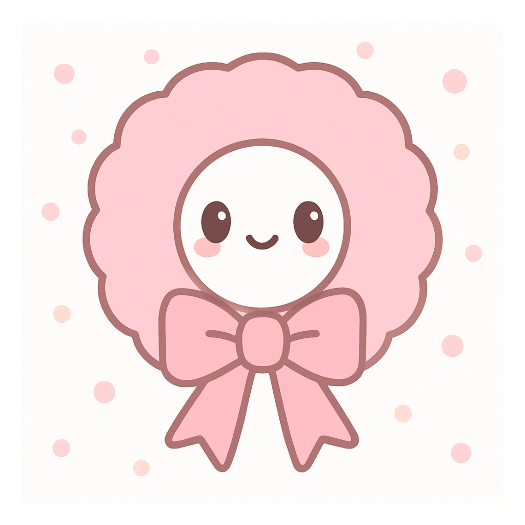 cute pink Christmas wreath with a bow, kawaii style sticker