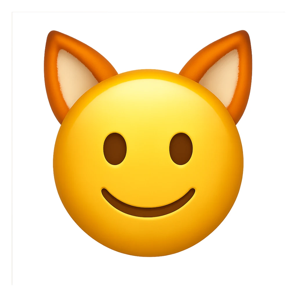 yellow face with orange fox ears, digital illustration emoji sticker