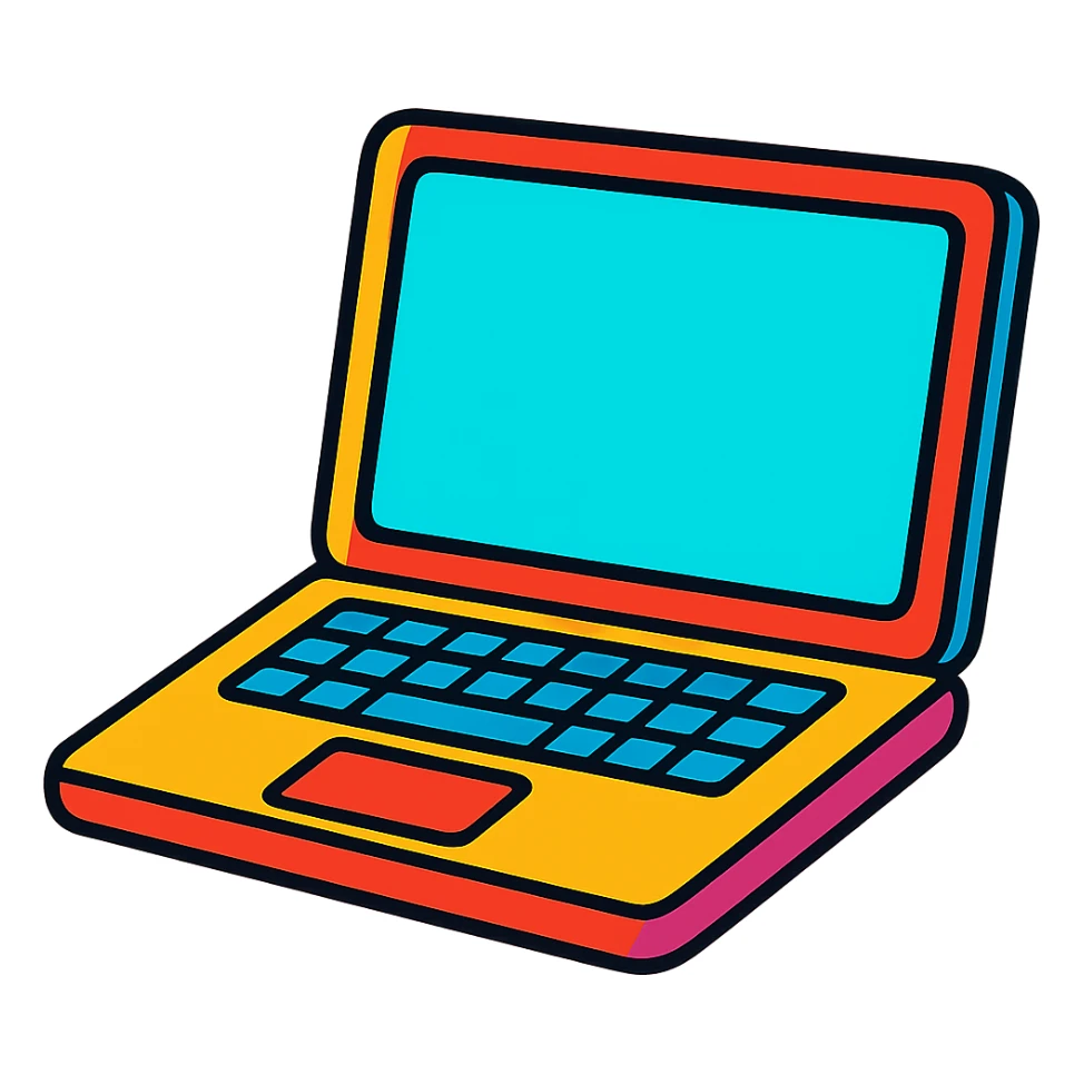 a laptop in vibrant toon style sticker