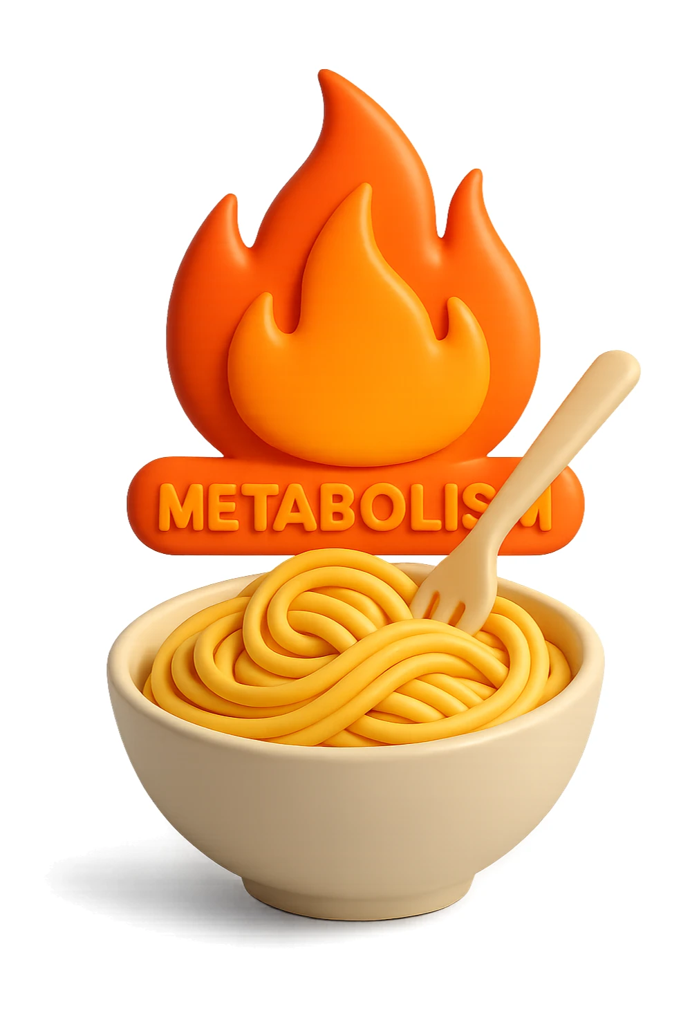 fiamma di metabolismo con bowl di pasta 3d sticker