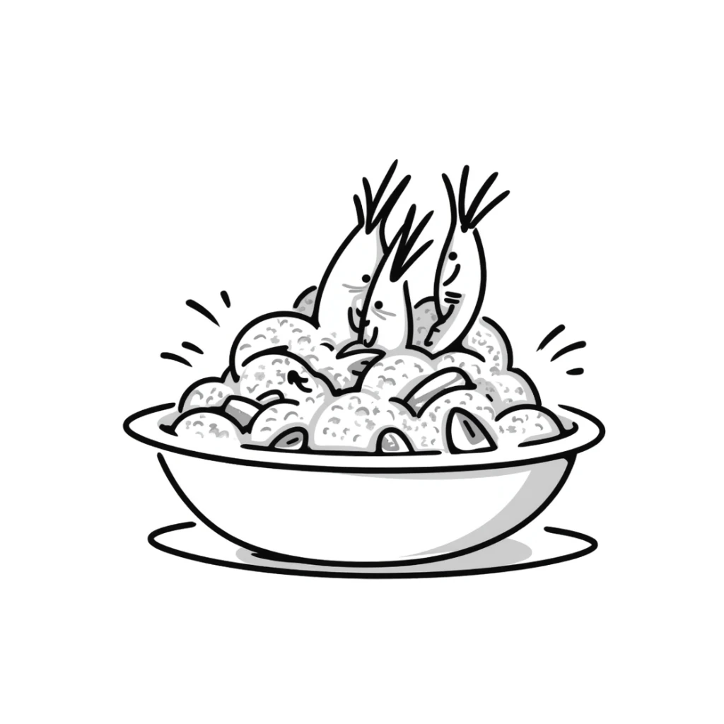 A plate of delicious seafood rice with prawns sticker