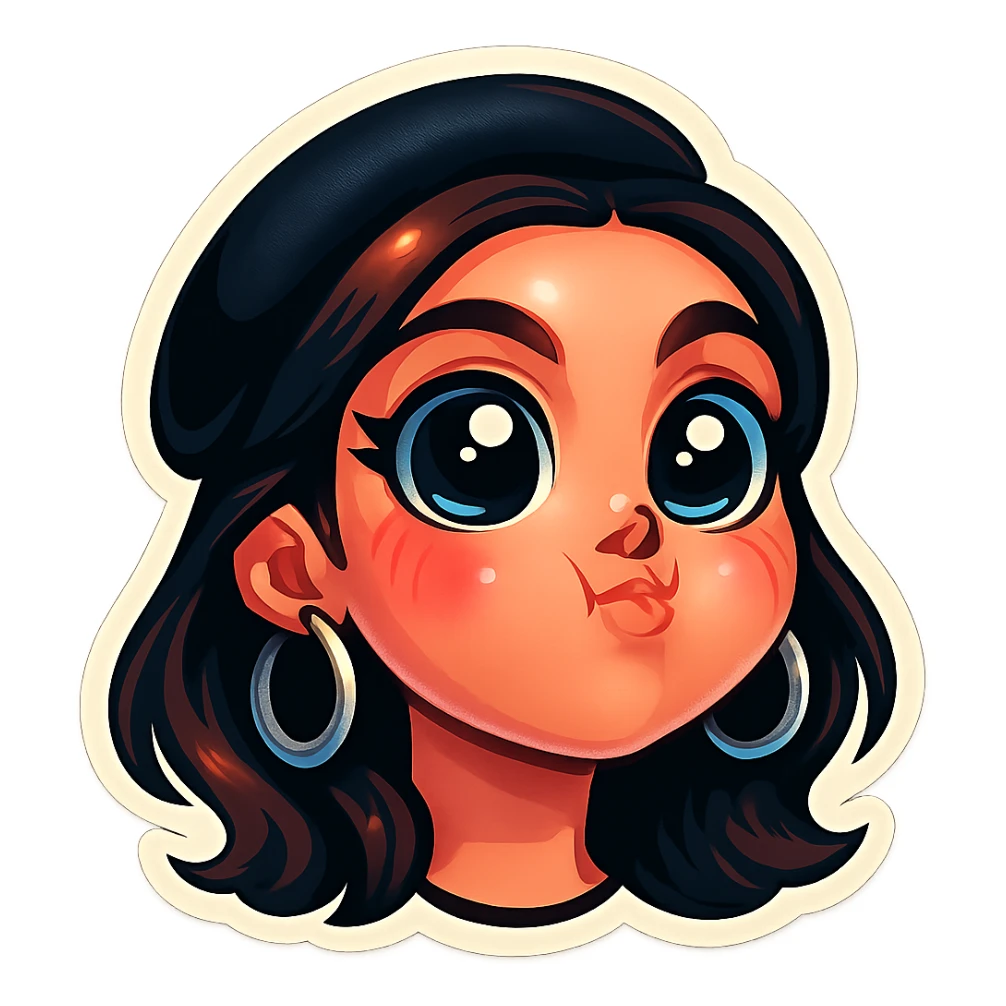 Transform only the face from the provided photo into a Telegram sticker style with big expressive eyes, simple shapes, soft shadows, a white border, transparent background, cartoon-like appearance, and no contour outline. Focus solely on the face, excluding any background or body. sticker