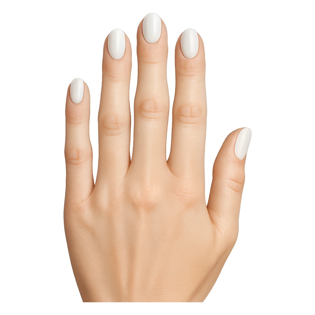 beautiful realistic female hand with five fingers and white manicure sticker