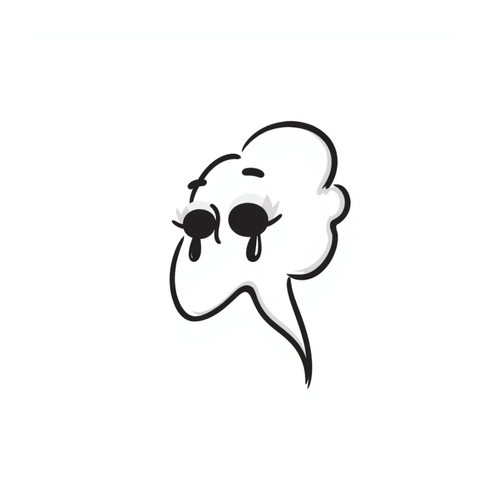 A hand-drawn soul or spirit crying tears, emotional essence sticker