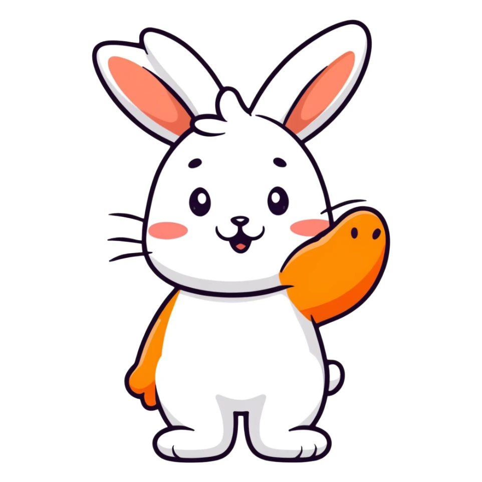 pastel blue bunny with cloud, blowing a kiss with sparkles sticker