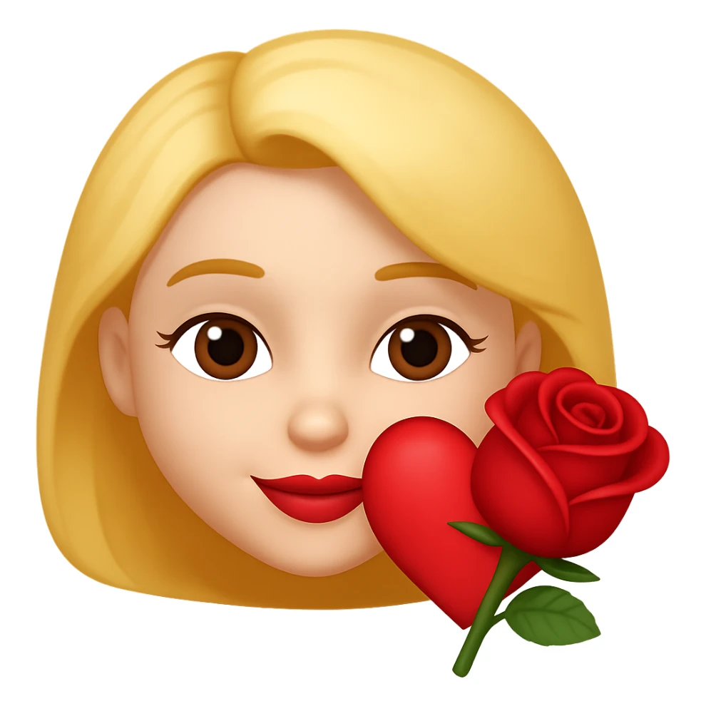Add a rose to the emoji, keeping it loving and affectionate. The style should be similar to the original emoji style. sticker