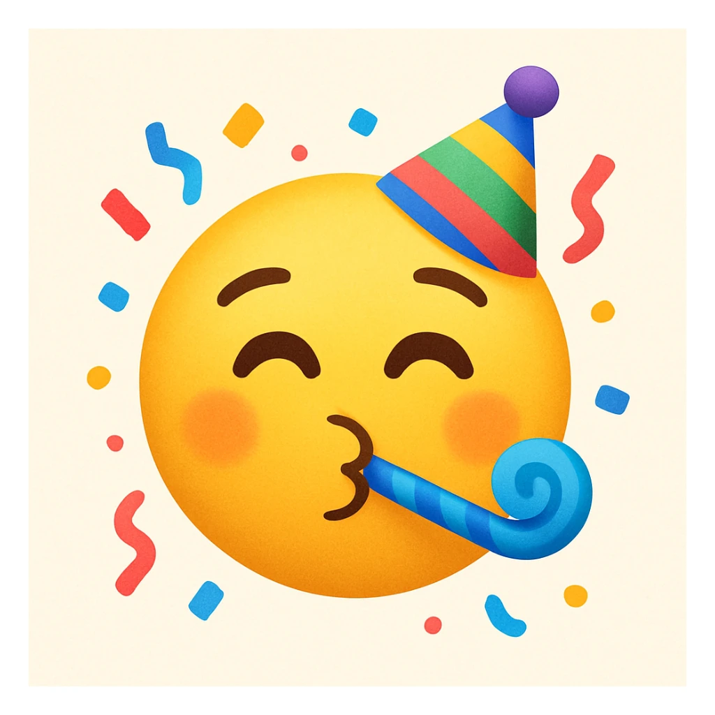emoji with party blower sticker