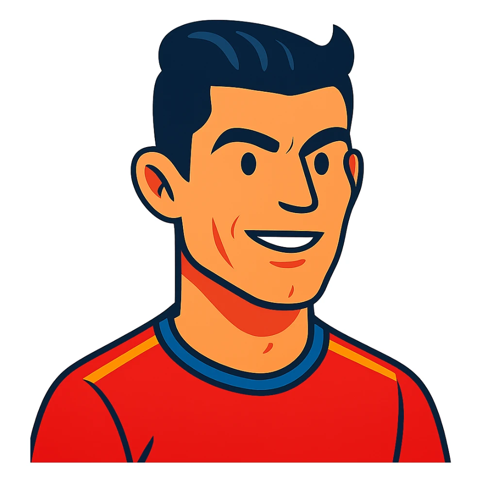 Cristiano Ronaldo as a vibrant toon icon, bold colors, cartoonish features sticker