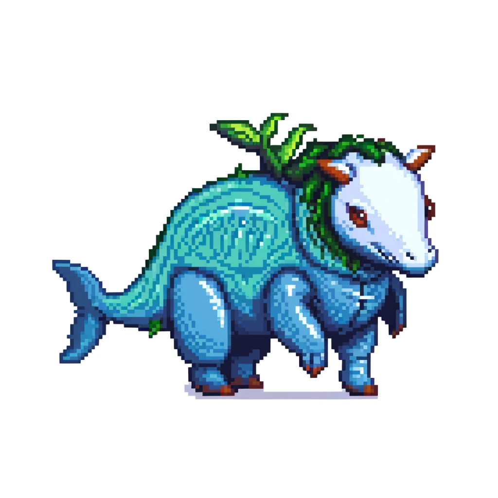 A hybrid creature that is half whale and half horse, fantasy creature with whale body and horse head sticker