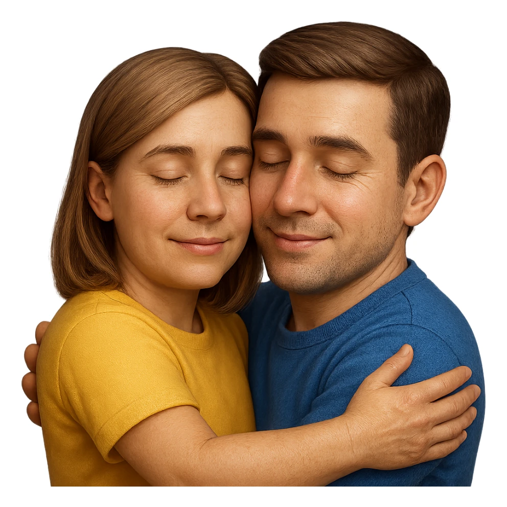 emoji stile iphone di una coppia che si abbraccia , iperrealistico 4k sticker