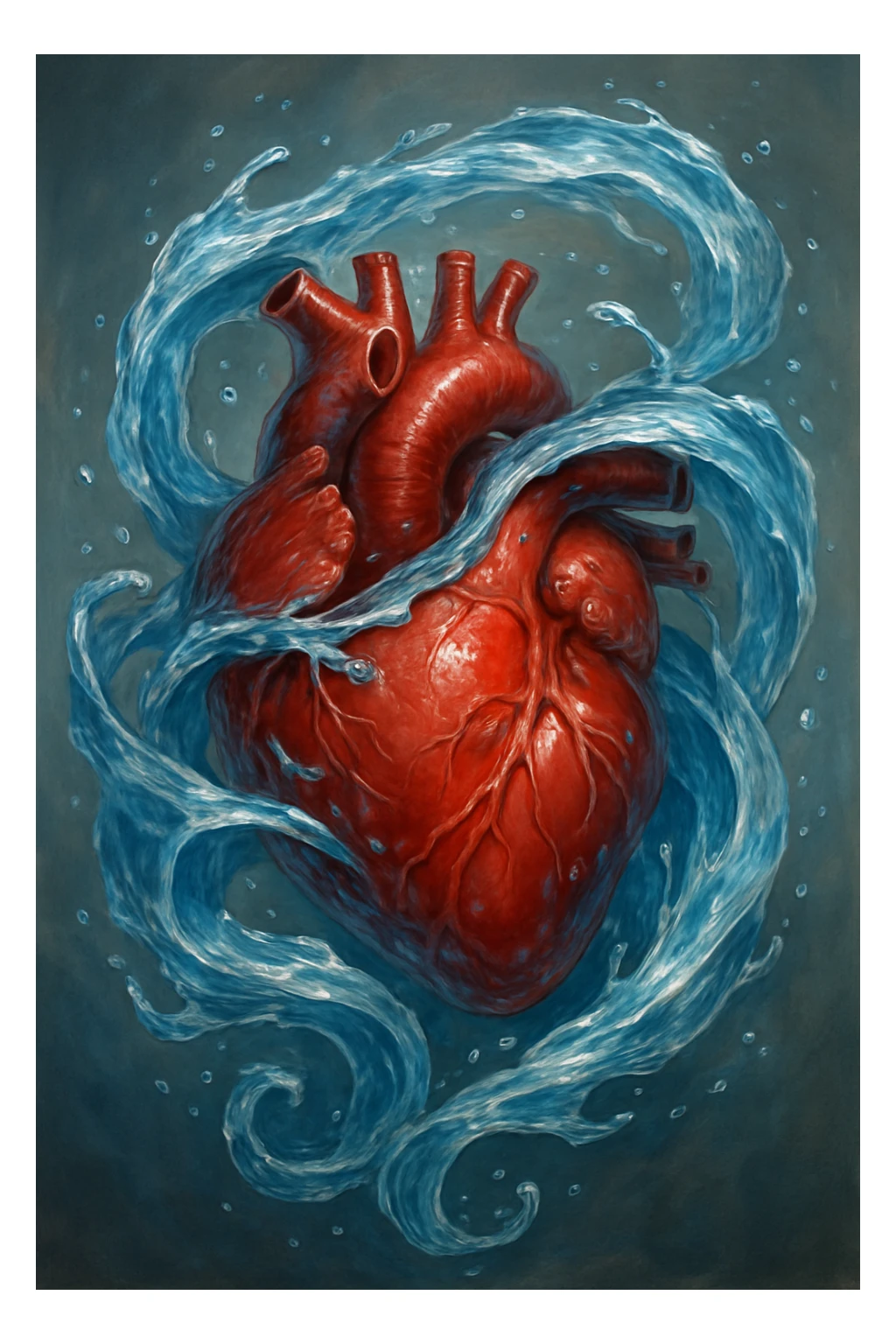 heart with swirling water effect, detailed sticker