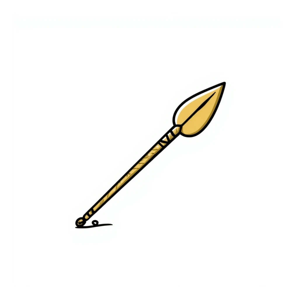 A golden spear, simple line drawing, no additional details, just the spear. sticker