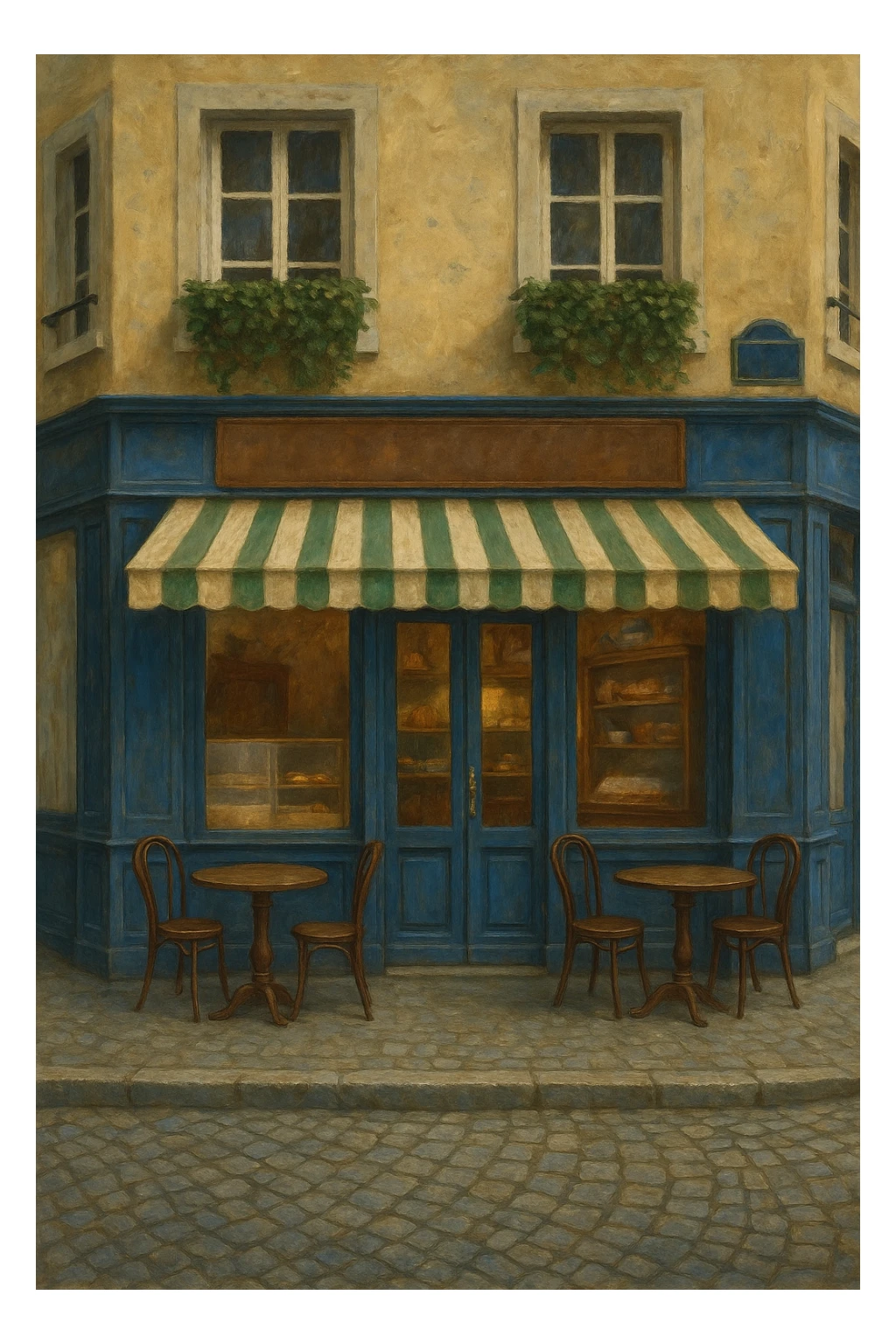 Сгенерируй мне это здание, без надписей. В стиле реалистичной живописи, а так же оставь место сверху под вывеску. Вайб - франция средневековья, и как будто это кондитерская  sticker