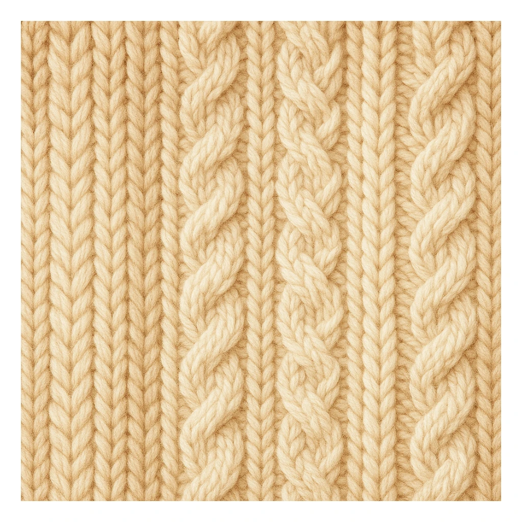 knitted sweater texture, seamless pattern, warm beige and cream tones, cozy autumn background, soft fabric style sticker