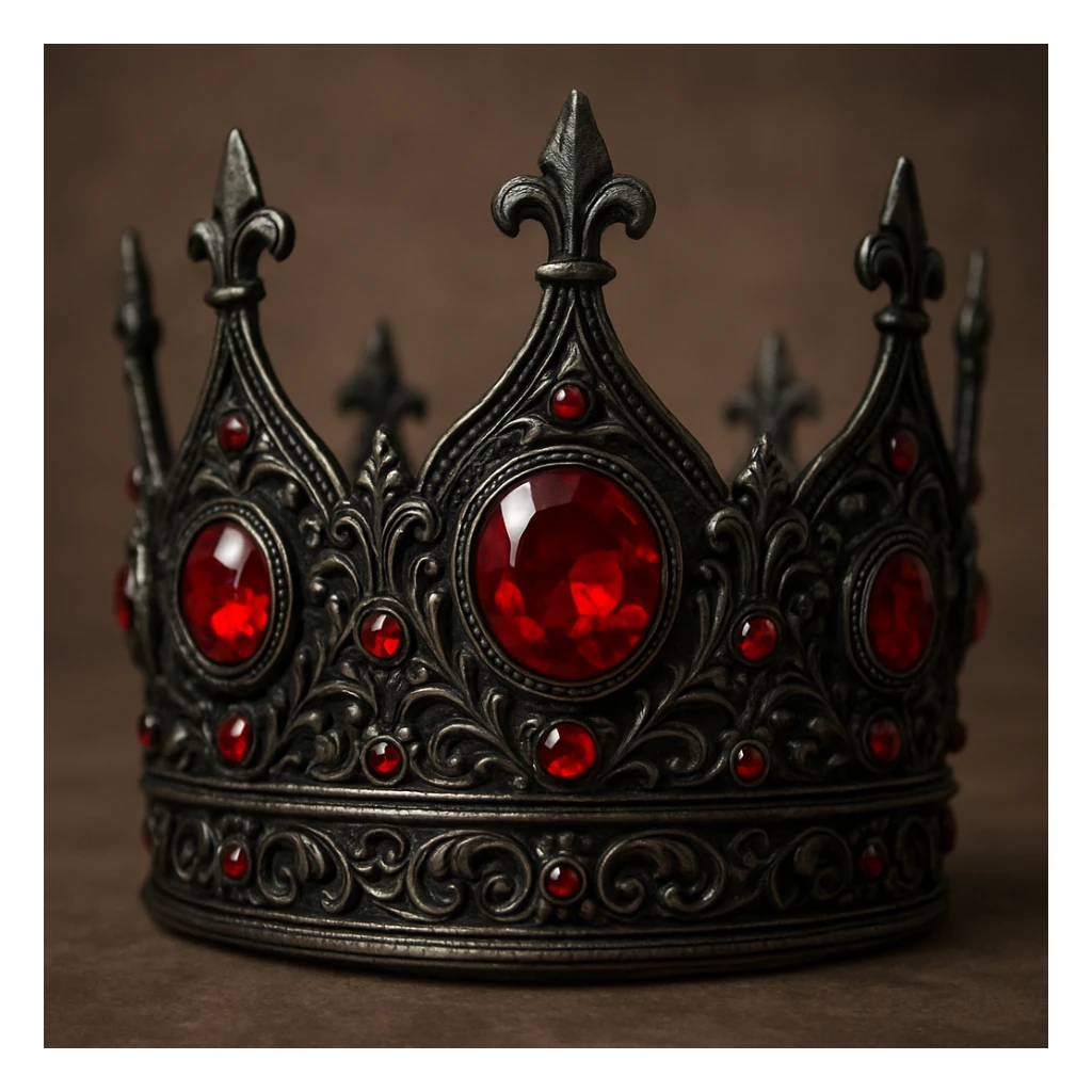 realistic black crown with red gems in a detailed style sticker