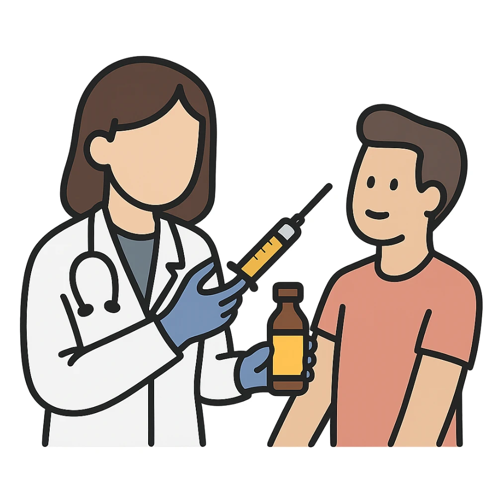 A female doctor who is doing PRP injections, add a patient sticker
