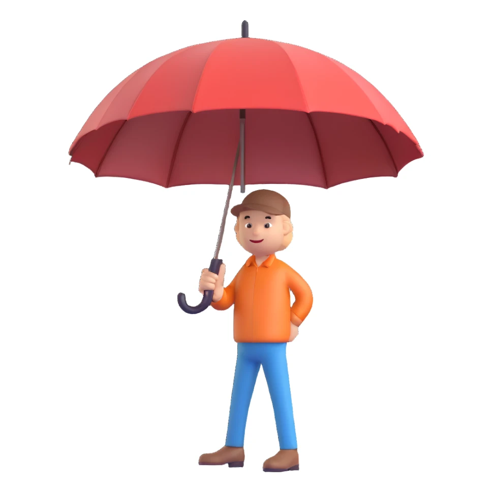 a man holding out a closed umbrella as if to shake hands, humorous sticker